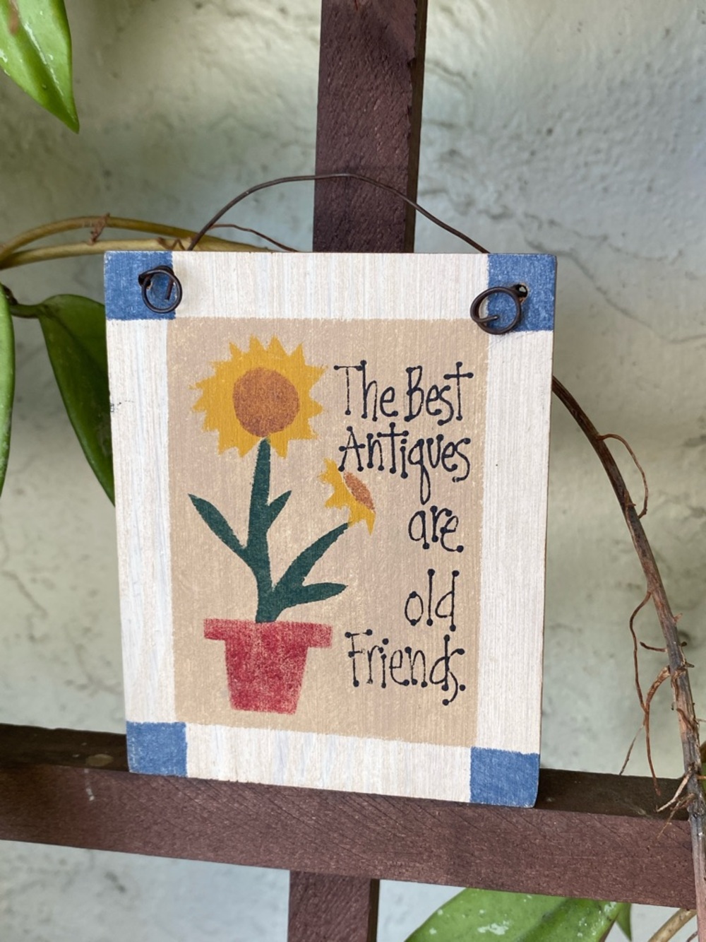 Vintage Sunflower Wall Plaque with Quote - Red, Yellow, Green, Blue